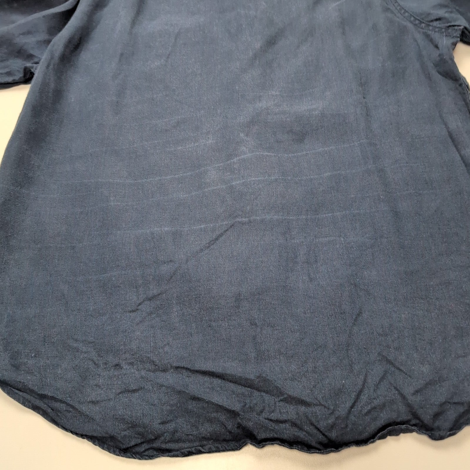 Chemise TOMMY HILFIGER 100% Lin Bleue Marine avec Poches Manches Longues - T.M