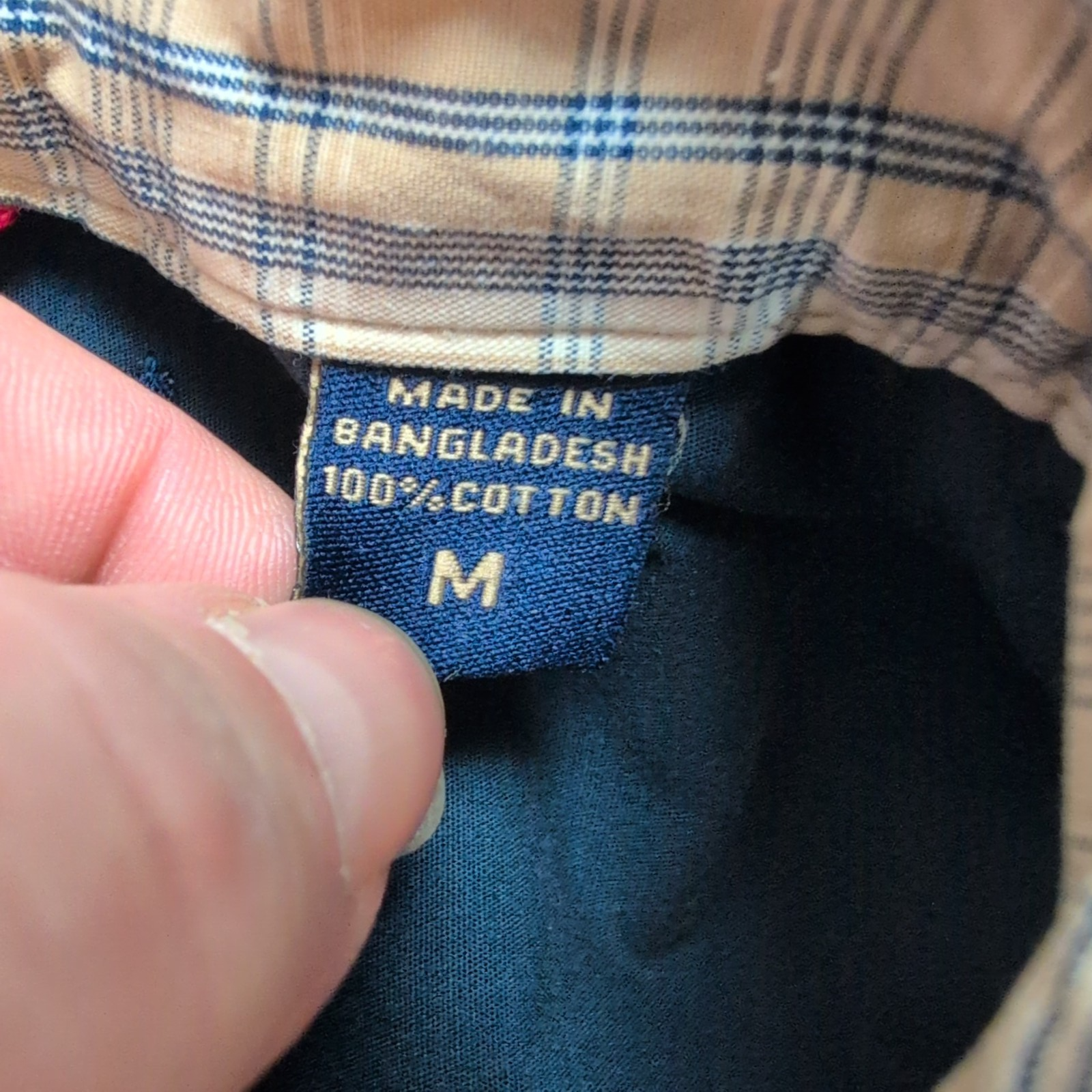 Chemise Wrangler Manche Courte Marron Clair Crème Bleu Carreaux Taille M