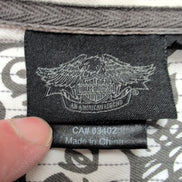Chemise Harley-Davidson M Blanc Rayures HDMC Tête de Mort Vintage