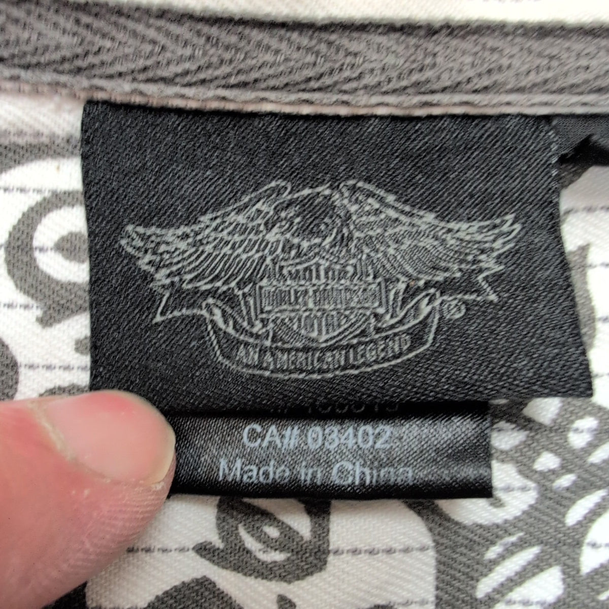 Chemise Harley-Davidson M Blanc Rayures HDMC Tête de Mort Vintage