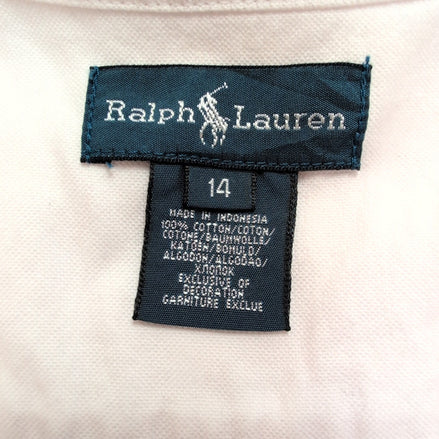 Chemise Ralph Lauren Femme XS / S Rose Pâle Logo Marron 100% Coton