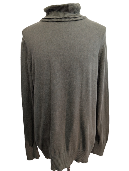 Pull L.L. Bean vintage col roulé coton et cachemire vert foncé homme taille XL