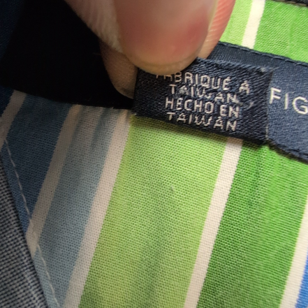 Chemise Tommy Hilfiger Homme Taille L Bleu Vert Larges Rayures Coton