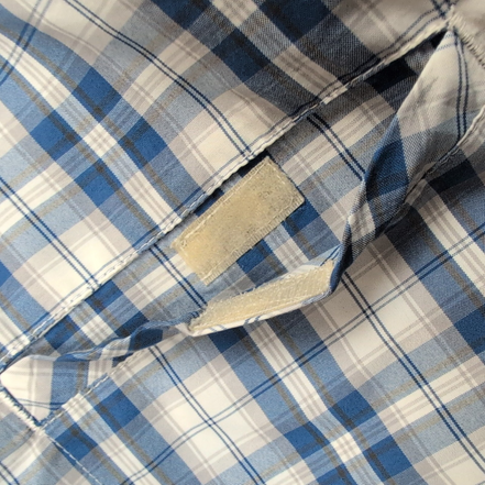 Chemise Chaps à Carreaux Bleus avec Poche - 100% Polyester - Taille LG
