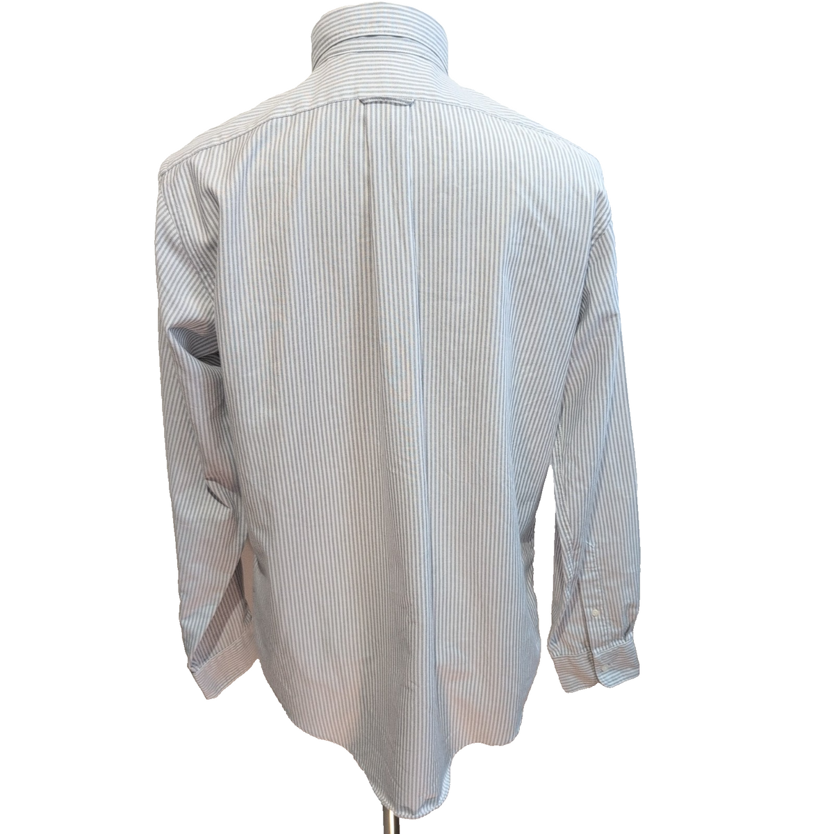 Chemise Lands' End L Rayures Gris Oxford USA Poche Manches Longues