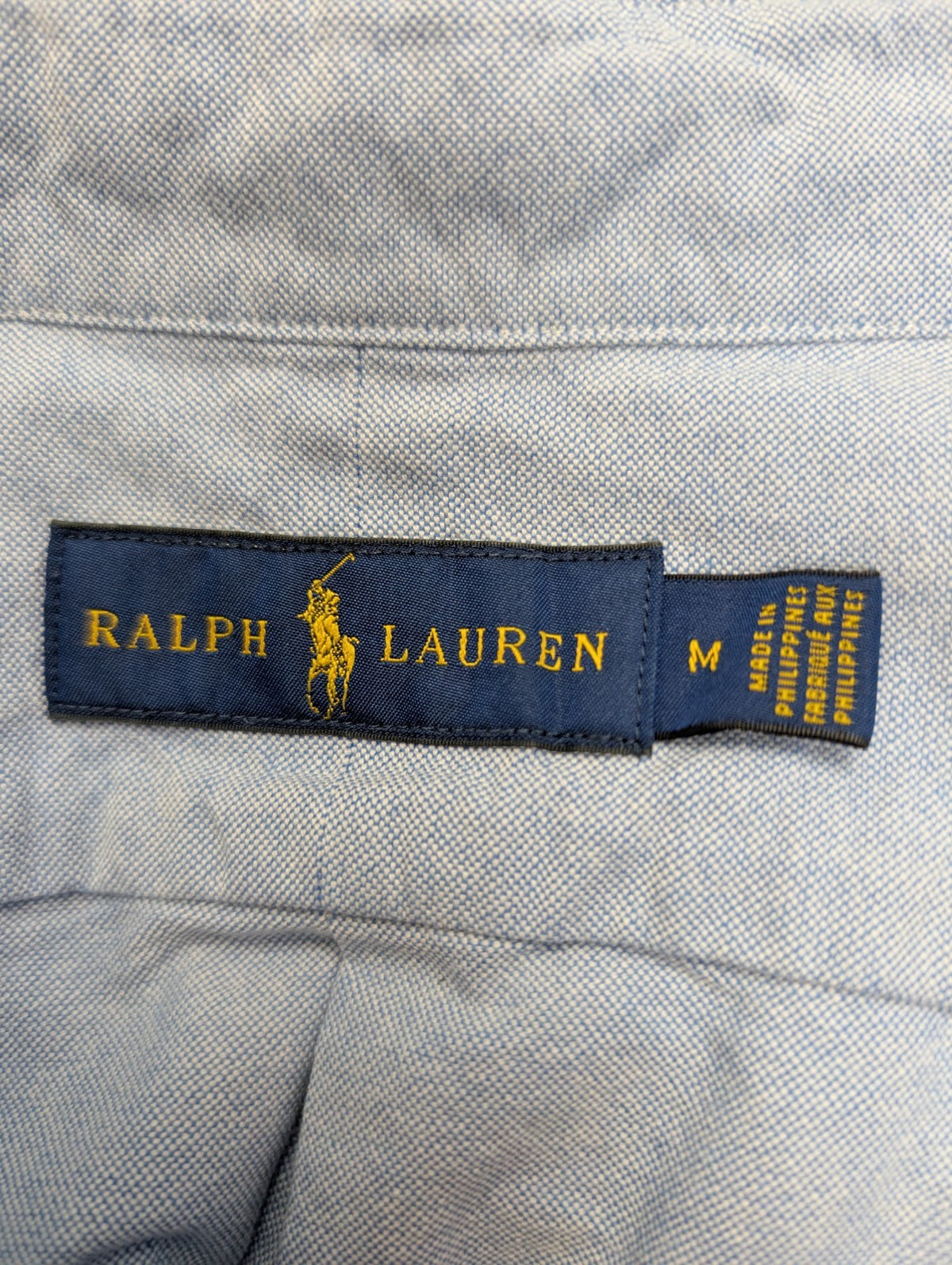 Chemise Ralph Lauren bleue manches courtes logo bleu avec poche taille M oxford 