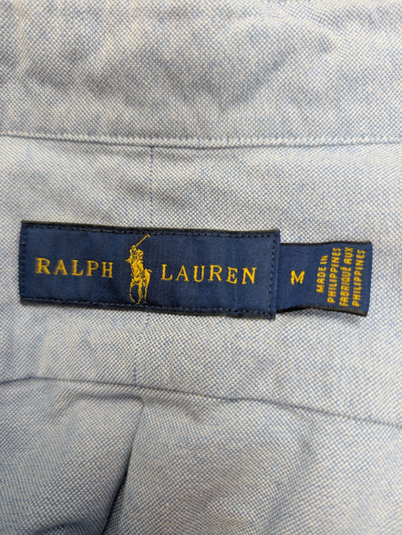 Chemise Ralph Lauren bleue manches courtes logo bleu avec poche taille M oxford 