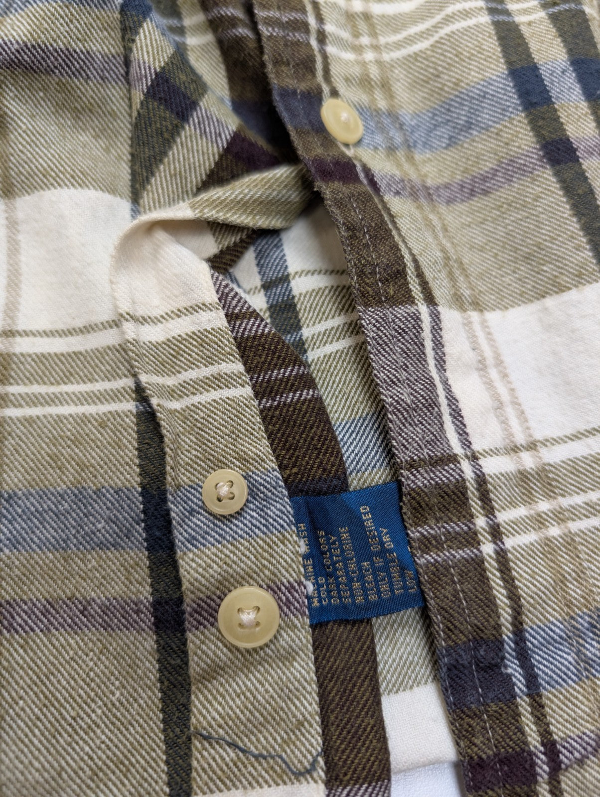 🌲 Chemise CHAPS Ralph Lauren  L Flanelle Carreaux Kaki Bordeaux Coton |307S