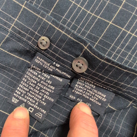 Chemise Nautica XL 2XL Bleu Marine Carreaux Logo Brodé Manches Courtes