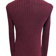 Pull Nautica Bordeaux Grosse Maille Torsadée Col Rond Femme S ✨