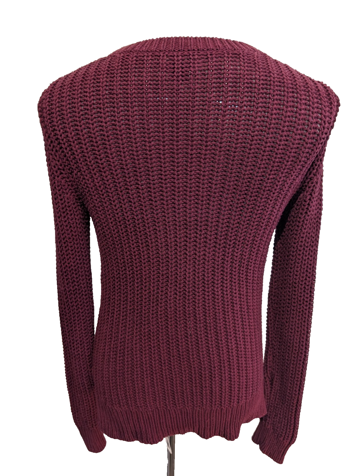 Pull Nautica Bordeaux Grosse Maille Torsadée Col Rond Femme S ✨