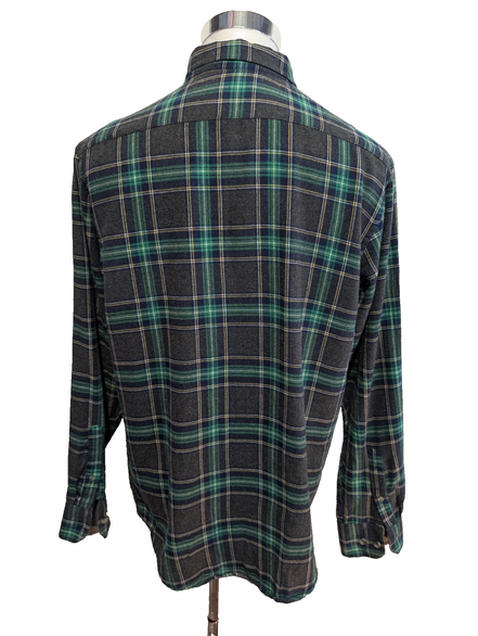 🌲 Chemise IZOD S Flanelle Poly-Coton Carreaux Vert |305S