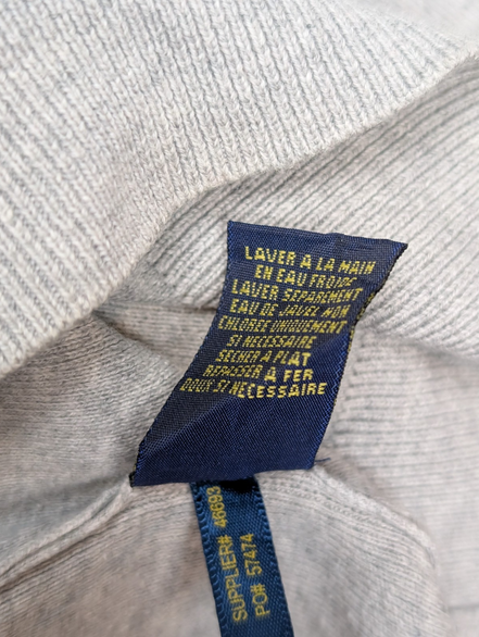 Pull POLO RALPH LAUREN Homme XXL (TTG) Gris Col V Logo Marine Cotton