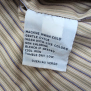 Chemise Nautica beige rayures kaki violet manches longues 1 poche M