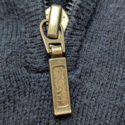 Pull L.L. BEAN Col Zippé Bleu Marine Coton Cachemire Manches Longues Taille XL
