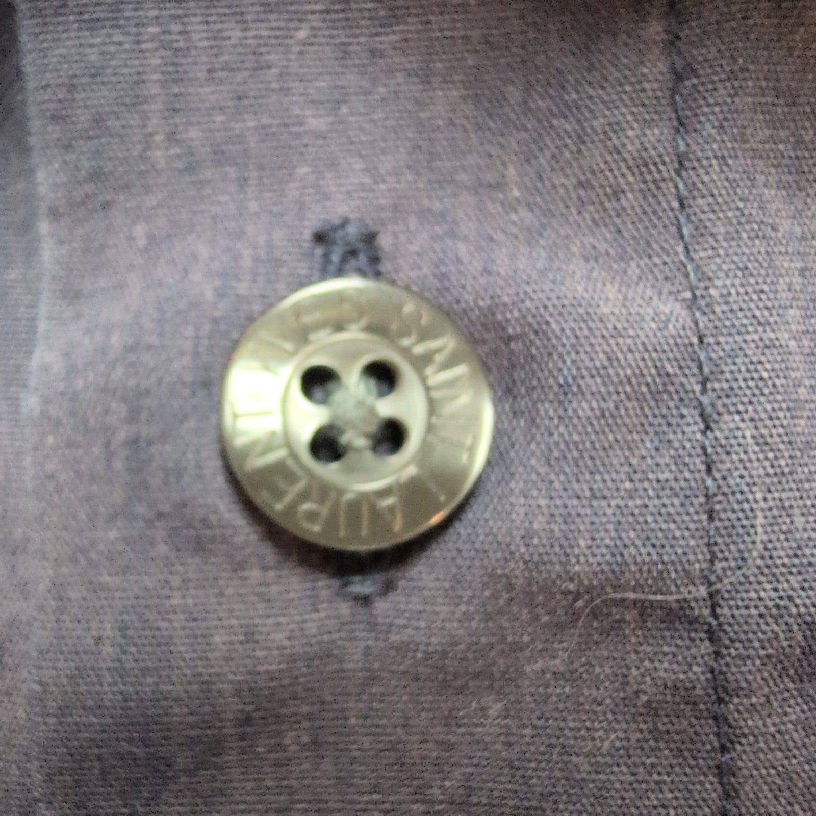 Chemise YVES SAINT LAURENT XL Bleu Marine Unie Logo Brodé Manches Courtes