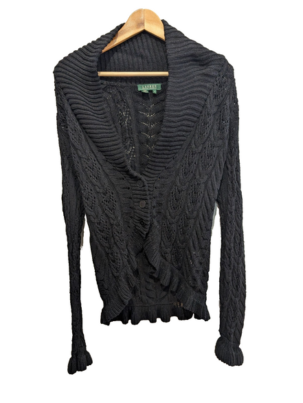 Gilet Lauren Ralph Lauren Femme S Noir Coton Maille Torsadée Cardigan