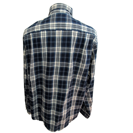 Chemise Wrangler Indigo à Carreaux Bleu et Blanc avec Poches Taille L