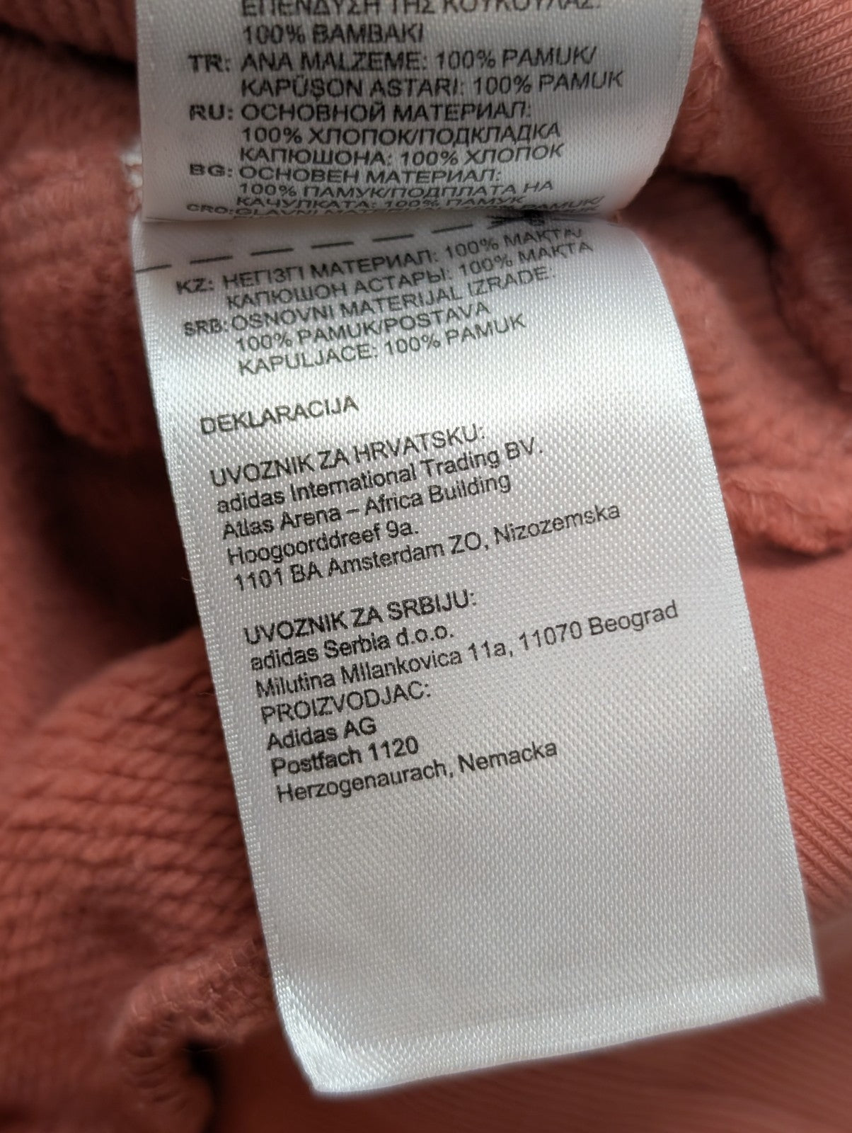 Sweat à Capuche Adidas Saumon Foncé - Coupe Oversize - Neuf - Taille XS/L
