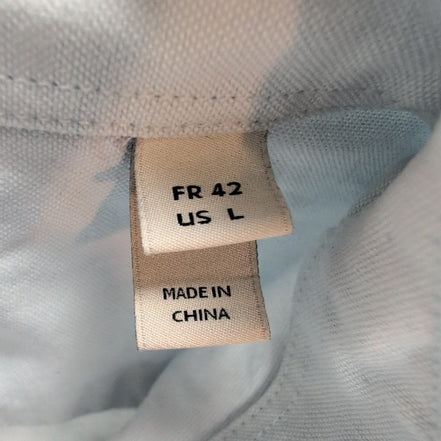 Chemise Lacoste 42 L Bleu Clair Regular Fit Logo Vert Coton manches longues