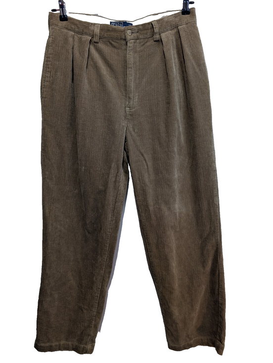Pantalon Velours Côtelé Polo Ralph Lauren W34 L30 Marron Clair Beige vintage