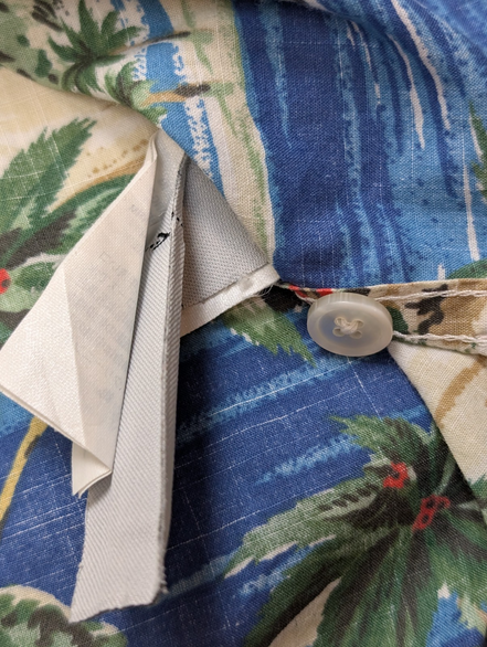 Chemise Hawaïenne J.Crew Coton Bleu Motif Plage & Palmiers - Taille S