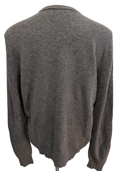 Pull Polo Ralph Lauren Gris Logo Violet - 100% Laine d'Agneau - L - ÉTAT NEUF
