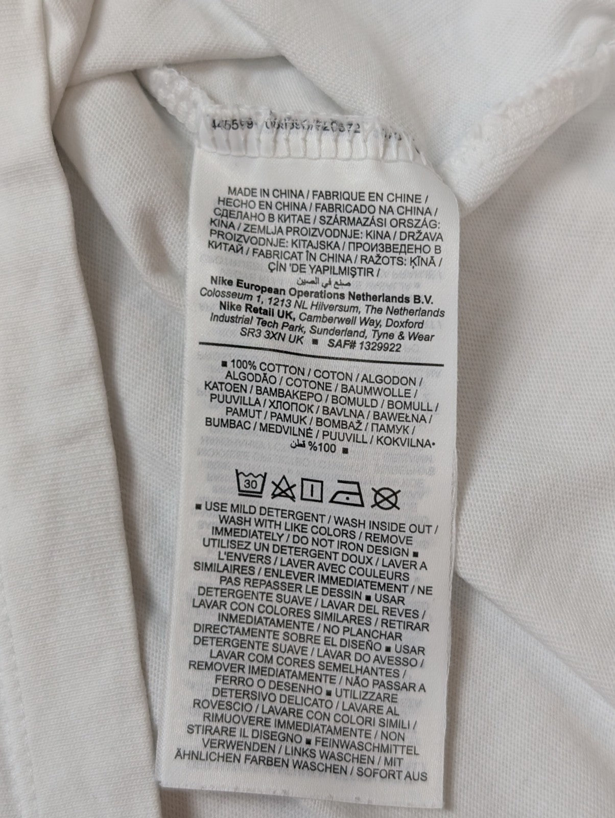 T-Shirt Nike Femme Blanc - Grand Logo Argenté & Violet - Taille S - État Neuf