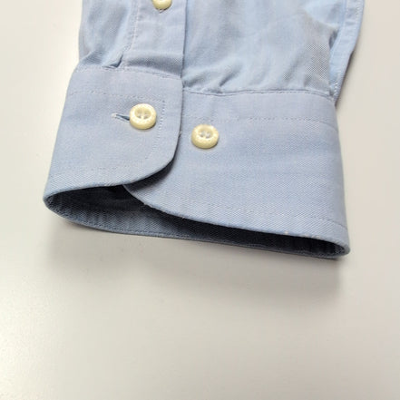 Chemise Burberry L/XL Bleu Clair Logo Brodé Boutons Gravés Coton Manches longues