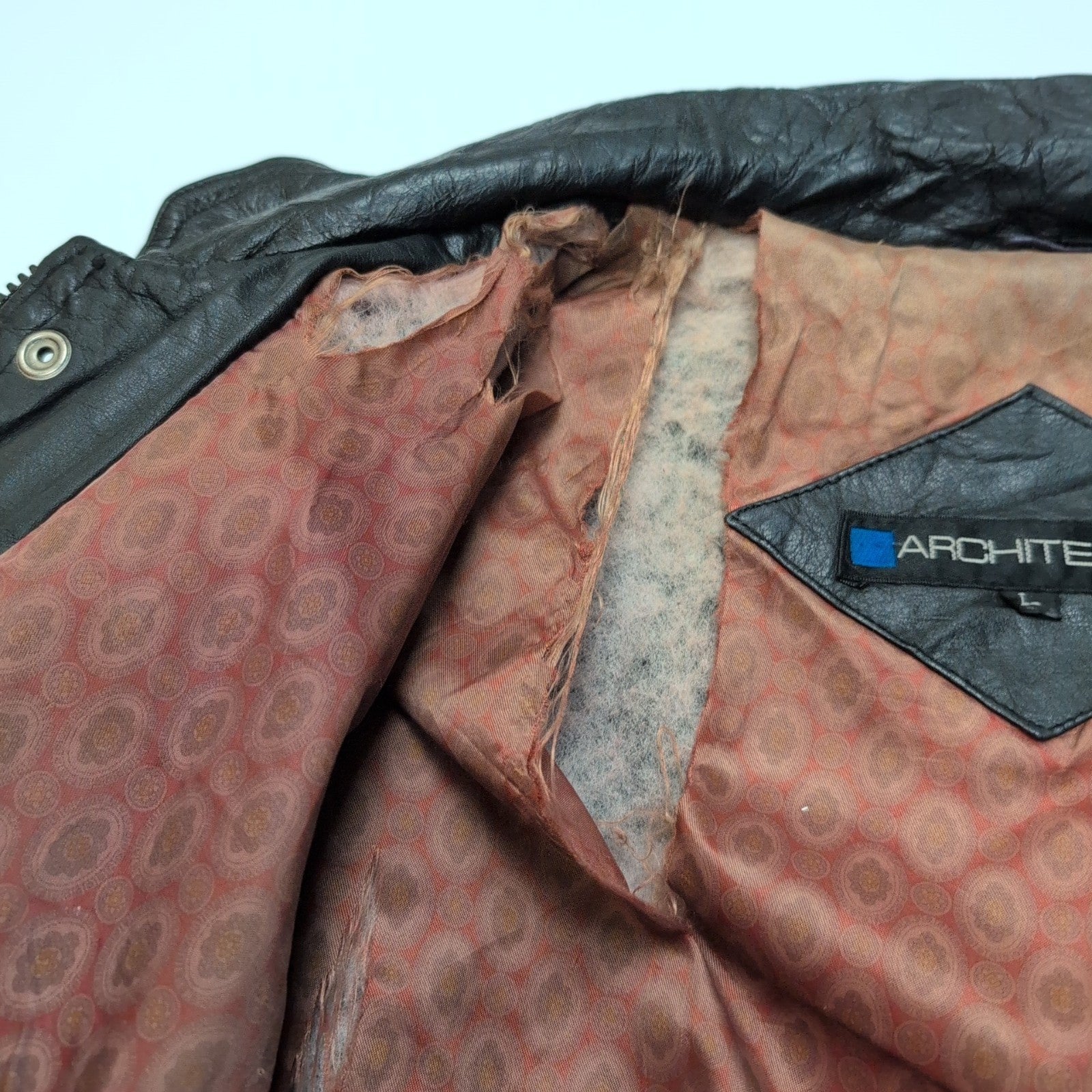 🖤 ARCHITECT Blouson Cuir Véritable Noir Bomber AVIATEUR Doublé Taille L |40c