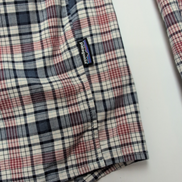 Chemise Patagonia L carreaux bleu rouge blanc coton organique manches longues