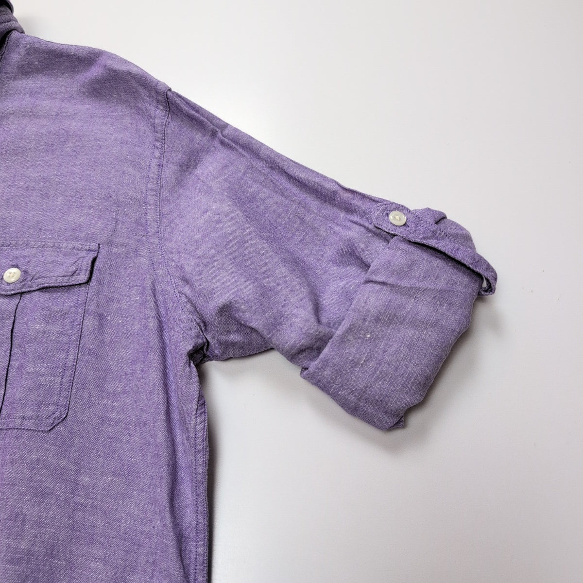 Chemise Express M Lin Coton Violet Chiné Manches Retroussables 2 Poches