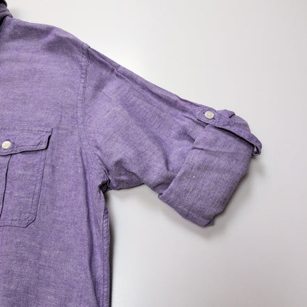 Chemise Express M Lin Coton Violet Chiné Manches Retroussables 2 Poches