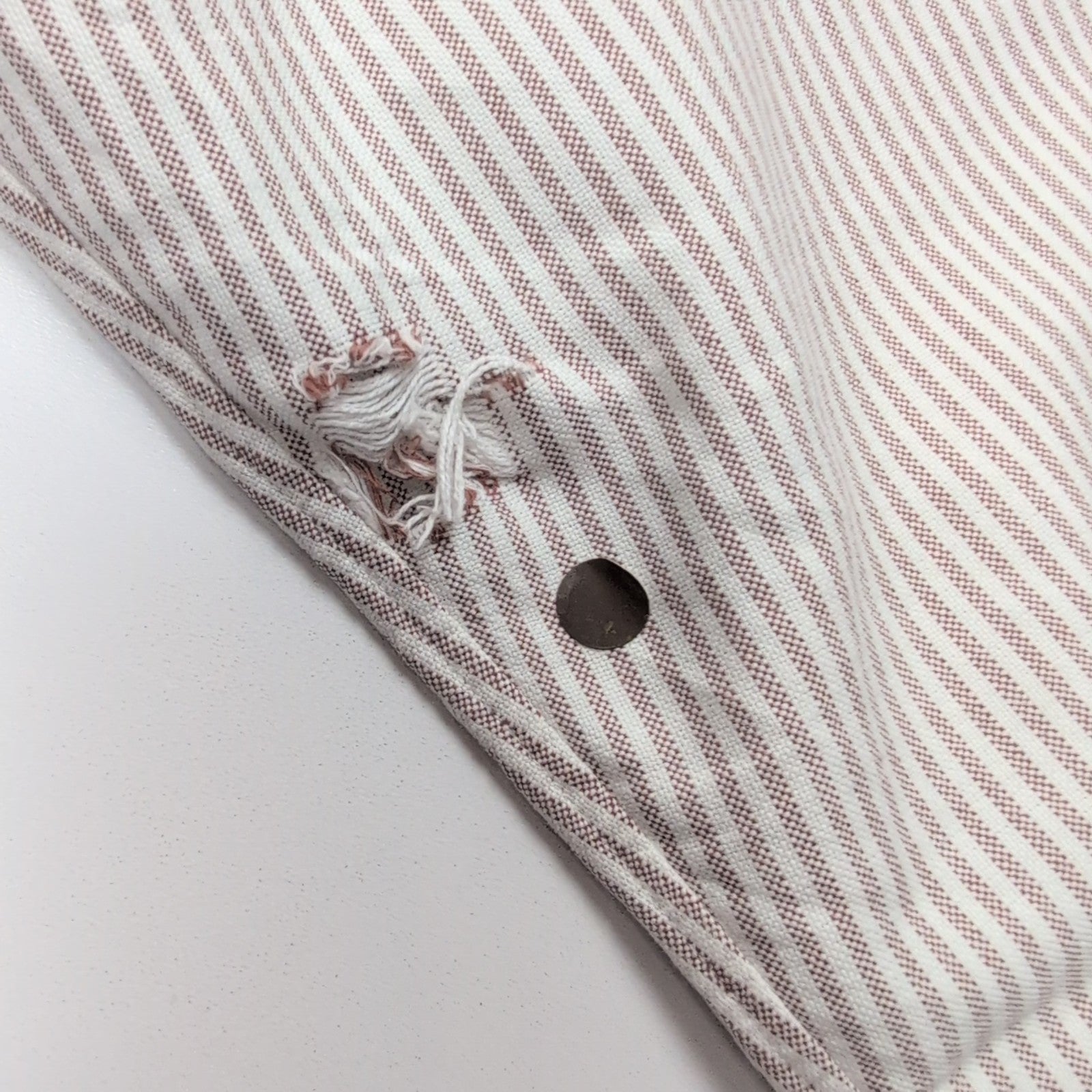 Chemise Ralph Lauren L Oxford Bordeaux clair à Rayures Vintage Manches courtes