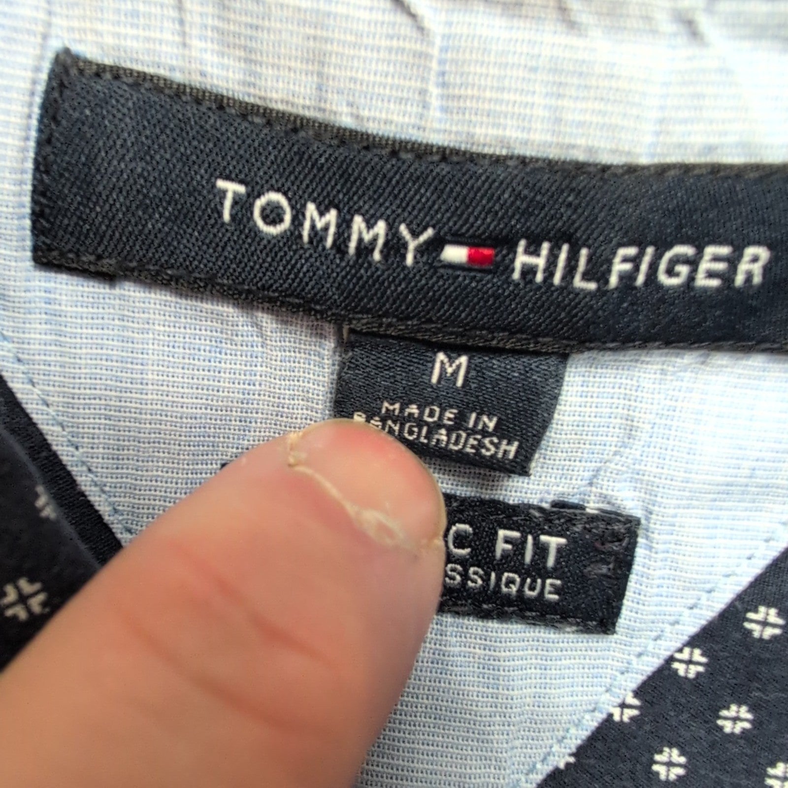 Chemise TOMMY HILFIGER Bleu Marine à Motifs avec Poche Manches Longues T.M