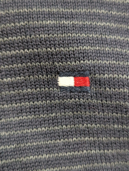 Pull Tommy Hilfiger Homme Col V Marine & Gris - 100% Coton - Taille M