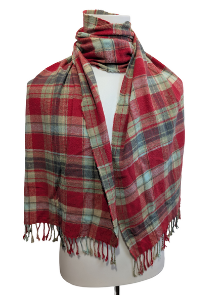 Écharpe Polo Ralph Lauren Rouge à Carreaux 100% Coton Largeur 38cm
