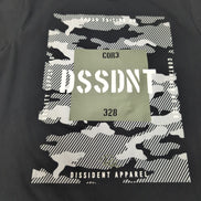 T-shirt Dissident Noir Camouflage Graphique Taille XL Coton Neuf Étiquette