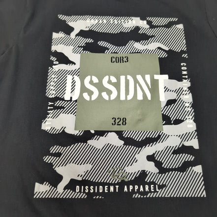 T-shirt Dissident Noir Camouflage Graphique Taille XL Coton Neuf Étiquette