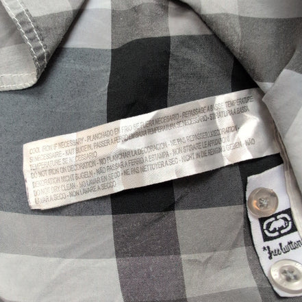 Chemise Ecko Unltd XL carreaux gris noir blanc poche manches longues