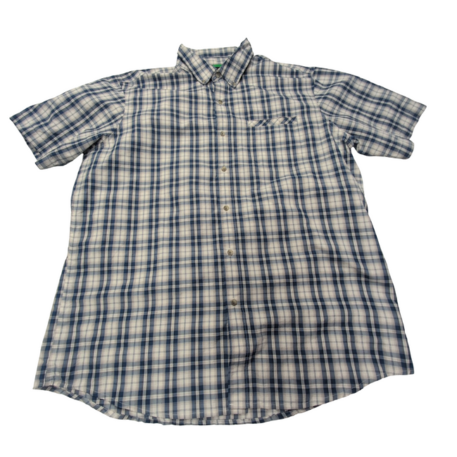 Chemise CHAPS à carreaux bleus manches courtes taille XL #146e