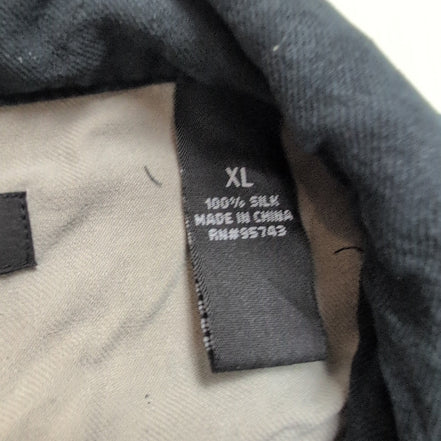 Chemise Hawaïenne Alfani XL 100% Soie Noir Gris Style Cuba Panama