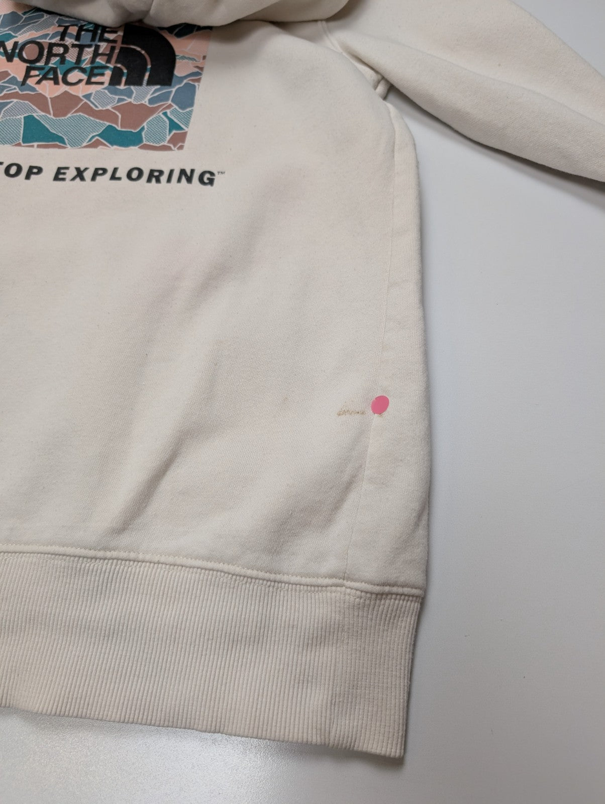 The North Face Sweat à Capuche Blanc - Grand Logo Carré au Dos - Taille XL Femme
