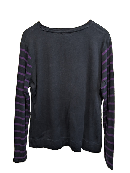 Pull LAUREN Jeans Co Ralph Lauren XL marine rayures violet écusson brodé