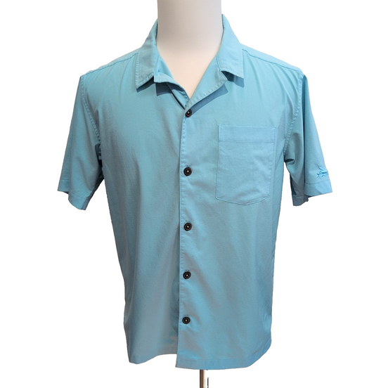 Chemise Hawaïenne Patagonia S Bleu Clair Poisson Trident Brodé Polyester