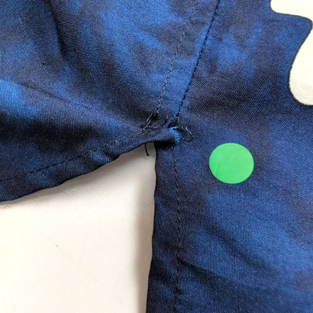 Chemise hawaïenne XXL bleu nuit fleurie voilier manches courtes vintage
