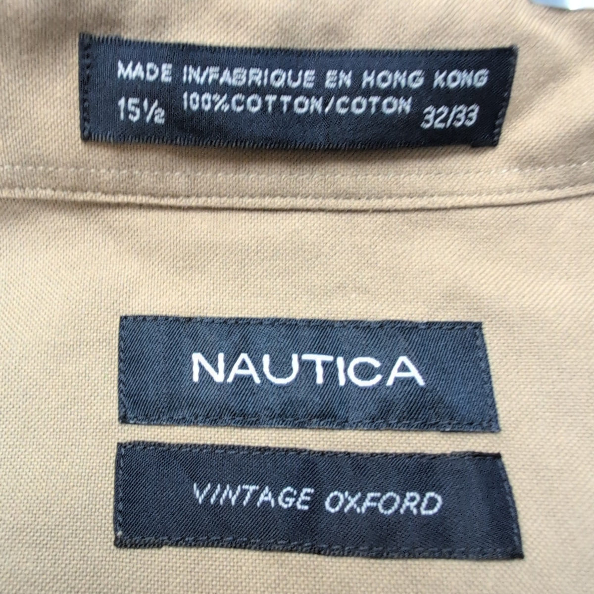 Chemise Nautica M/L Made in Hong Kong Oxford Kaki / crème manches longues