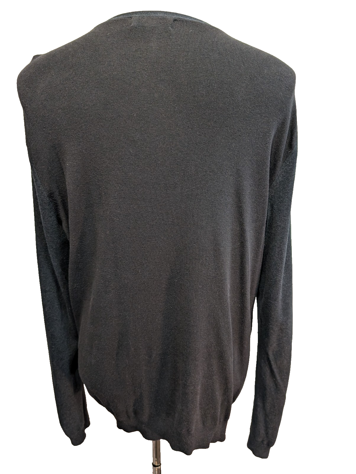 Pull Calvin Klein Noir Col V Texture Côtelée Coton & Modal - Taille L/XL