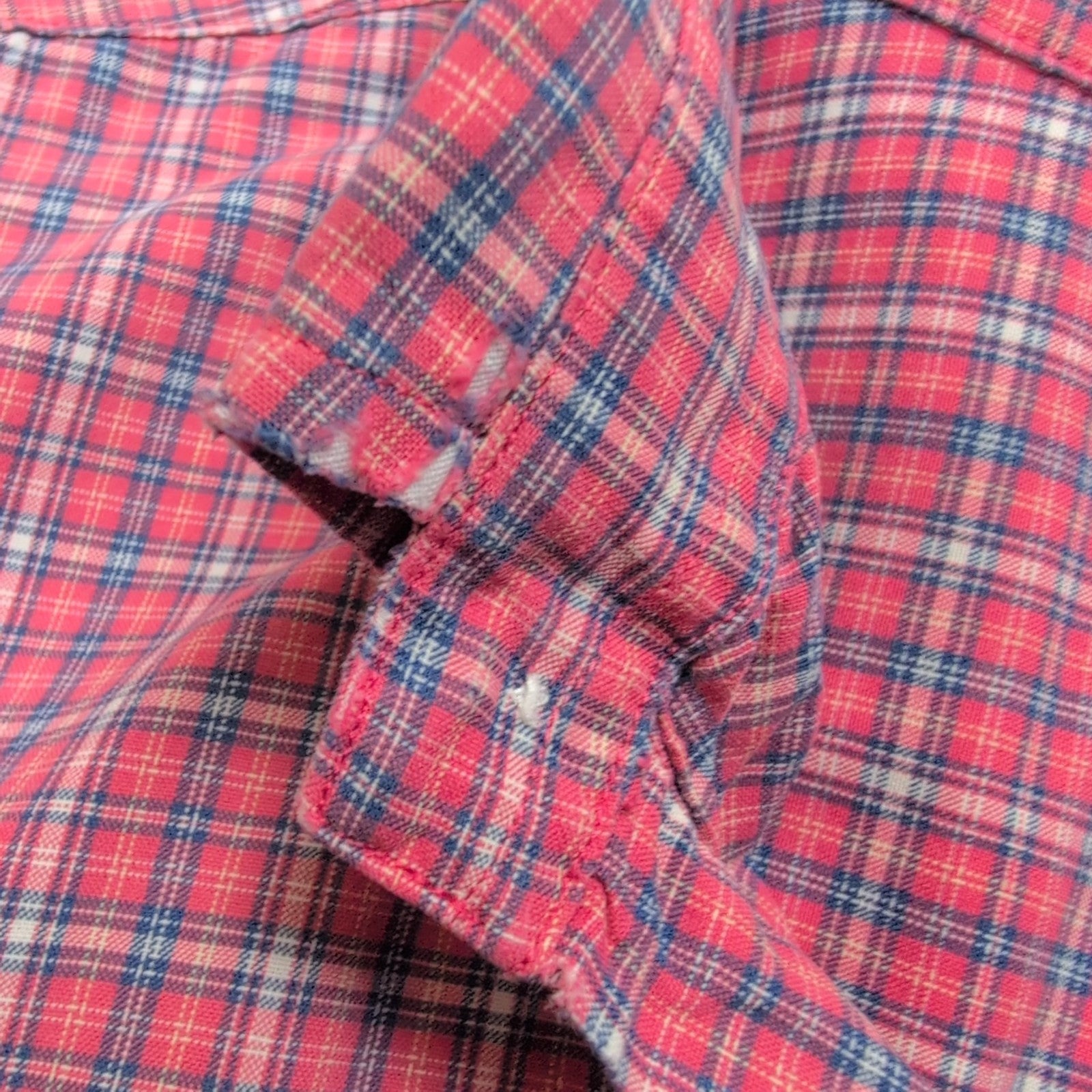 Chemise Nautica vintage manches courtes petits carreaux rose et bleu poche XL