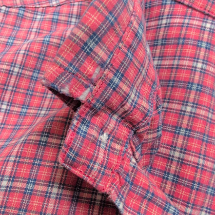 Chemise Nautica vintage manches courtes petits carreaux rose et bleu poche XL